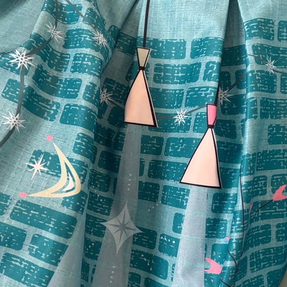 Unique Vintage Teal Circle Skirt with Retro Cat Print - Picture 5 of 10